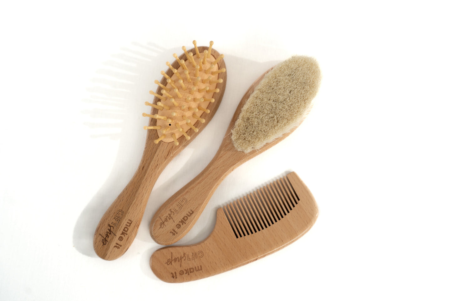 Engraved Baby Brush Set – Soft Goat Hair & Beechwood