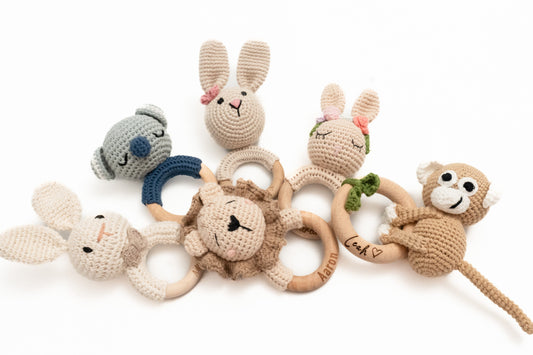 Handmade Knit Animal Rattle