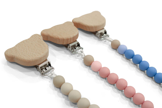 Personalized Wooden & Silicone Pacifier Clip – Teether Combo