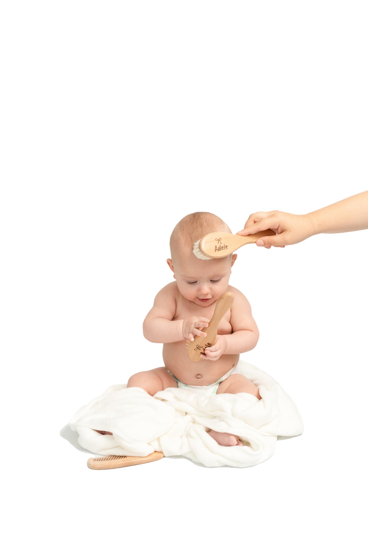 Engraved Baby Brush Set – Soft Goat Hair & Beechwood