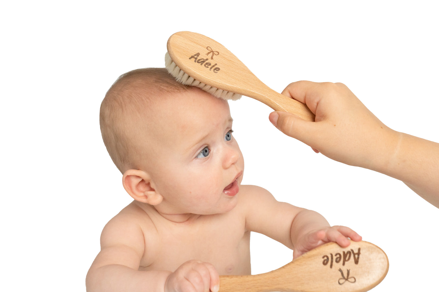 Engraved Baby Brush Set – Soft Goat Hair & Beechwood