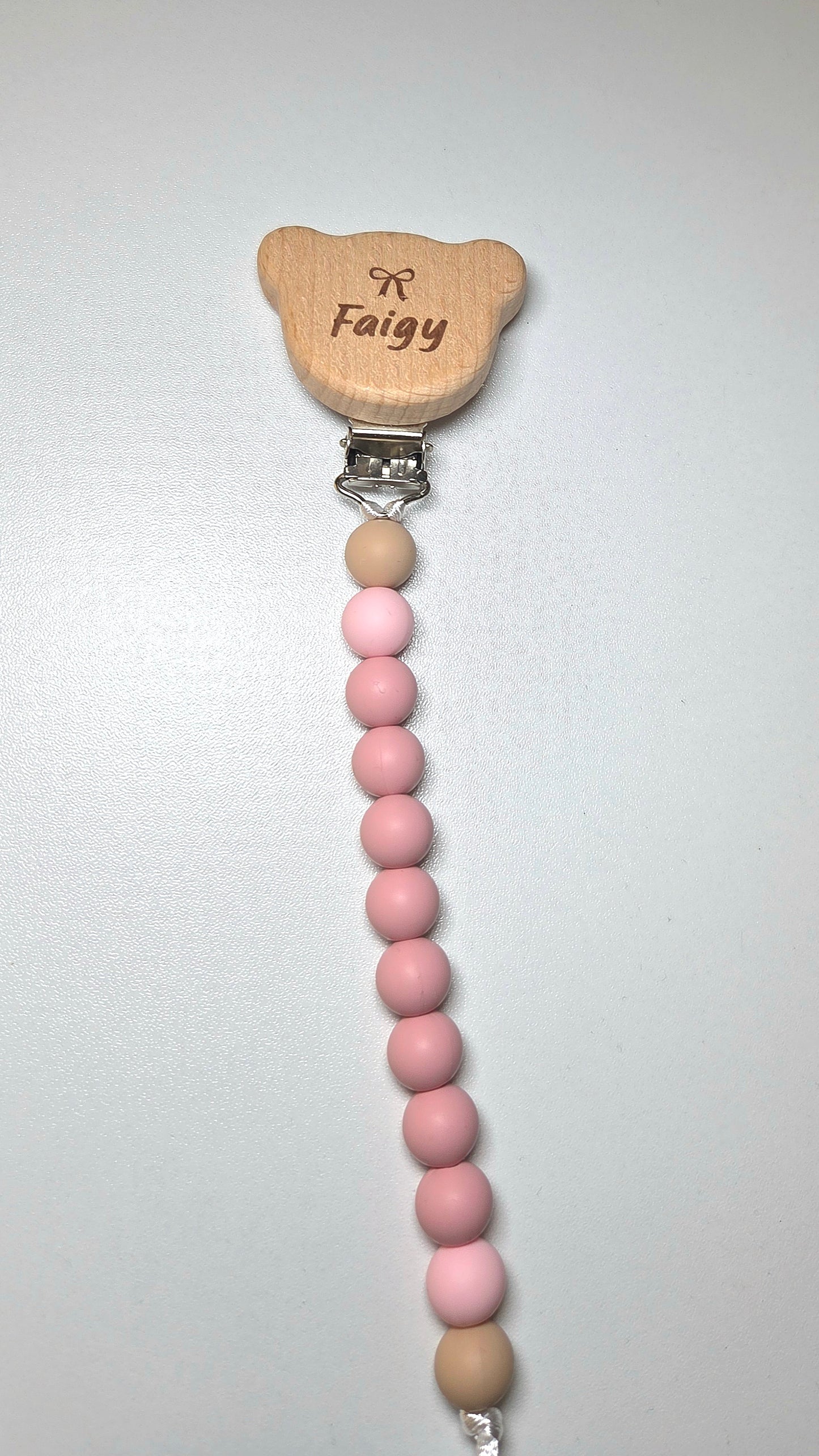 Personalized Wooden & Silicone Pacifier Clip – Teether Combo