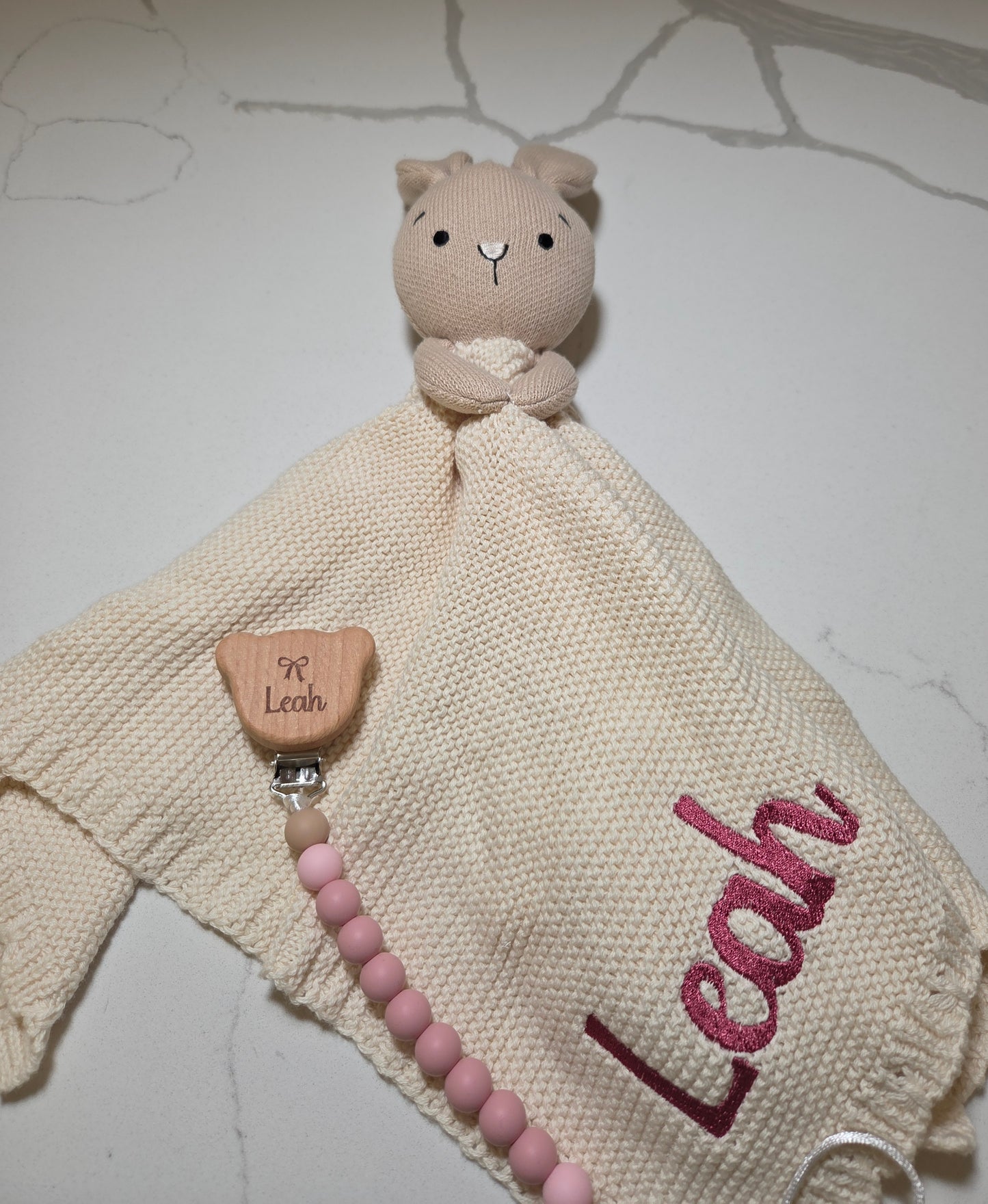 Personalized Wooden & Silicone Pacifier Clip – Teether Combo